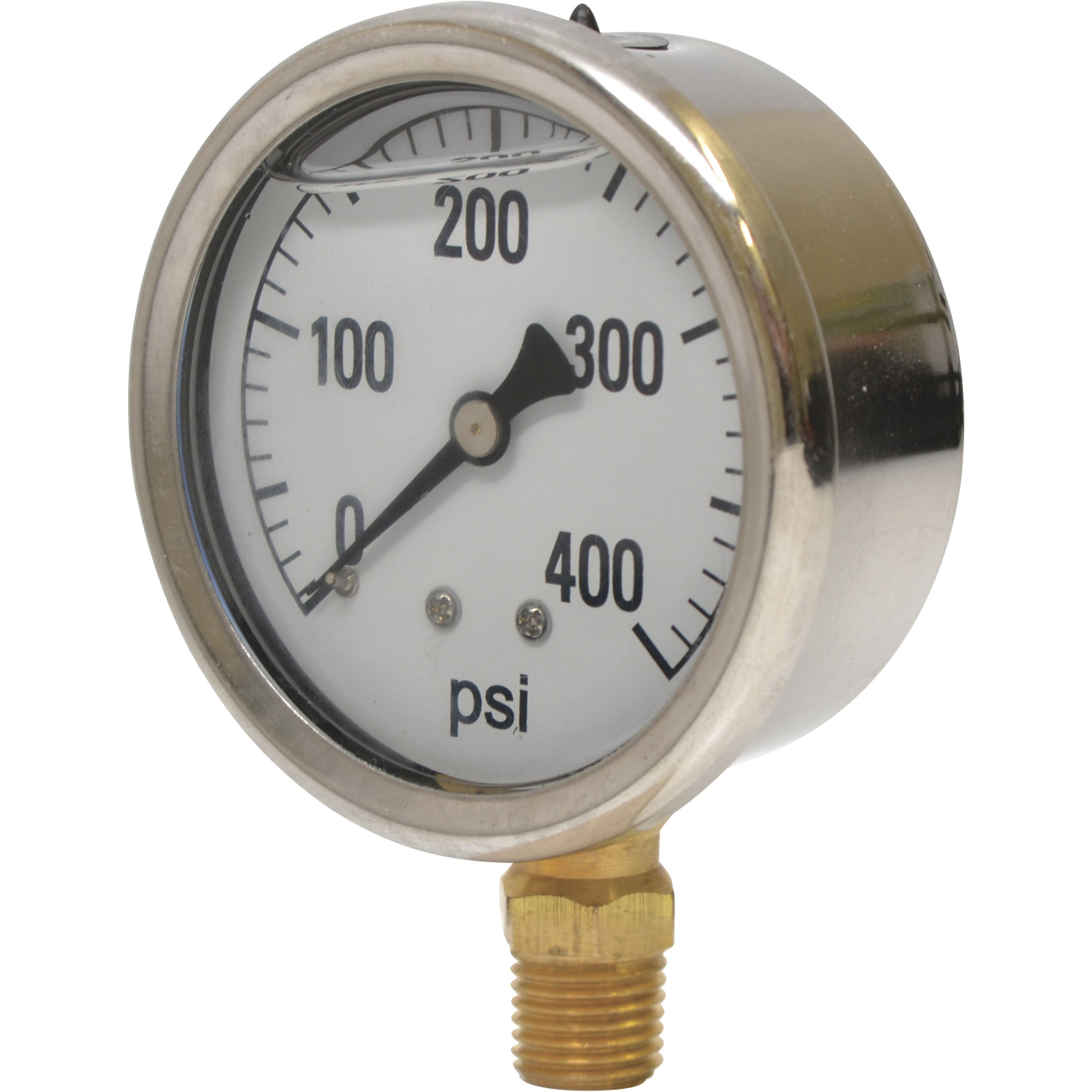 Valley Industries, 2.5in. Bottom Mt Gauge 400PSI, Case Material Stainless Steel, Min. Operating Pressure 0 PSI, Max. Operating Pressure 400 PSI, Model# 2141GXB400